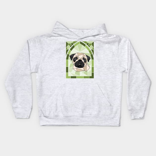 Stained Glass Pug Kids Hoodie by inotyler